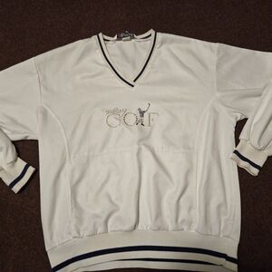 Vintage Quatum Sportswear Golf Wondbreaker Pullover White Size Med "Play Golf"